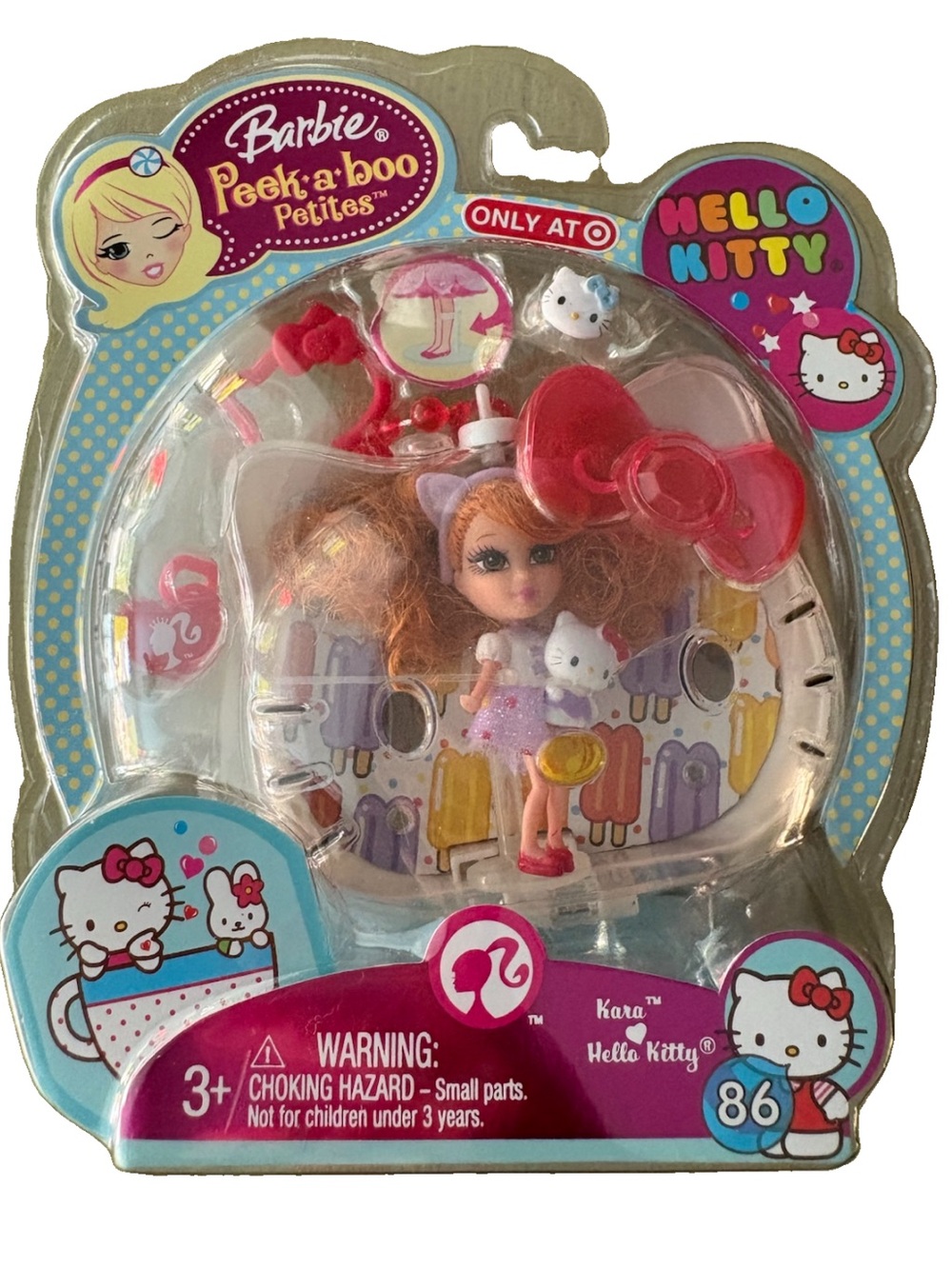Barbie Peek-a-boo Petites Hello Kitty Kara Mini Doll - Pink, Purple, Red
